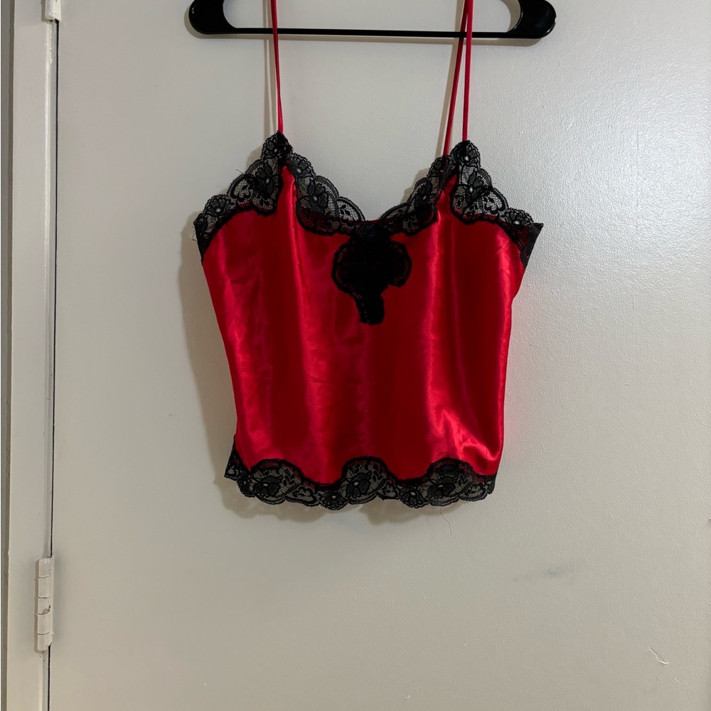 Victoria's Secret Camisole Red and Black Lace Size: M